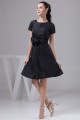 A-Line Handmade Flowers Knee-Length Scoop Short Black Mother of the Bride Dresses 2040131