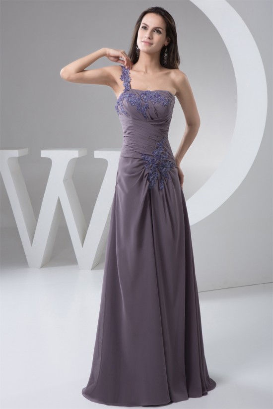 A-Line One-Shoulder Floor-Length Chiffon Lace Mother of the Bride Dresses with A 3/4 Sleeve Jacket 2040137