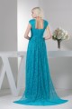 Sheath/Column Brush Sweep Train Cap Sleeve Long Blue Lace Mother of the Bride Dresses 2040141