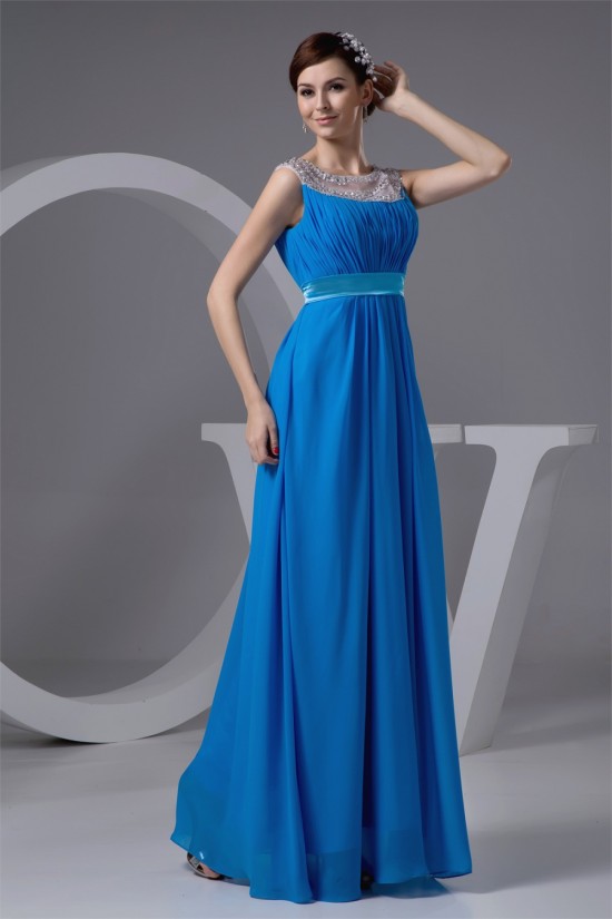 Elegant Sheath/Column Beaded Scoop Chiffon Sleeveless Mother of the Bride Dresses 2040143