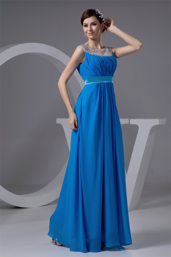 Elegant Sheath/Column Beaded Scoop Chiffon Sleeveless Mother of the Bride Dresses 2040143