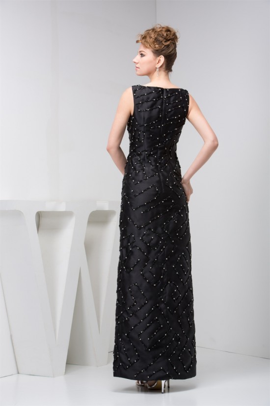 Sheath/Column Ankle-Length Beading Bateau Long Black Mother of the Bride Dresses 2040144