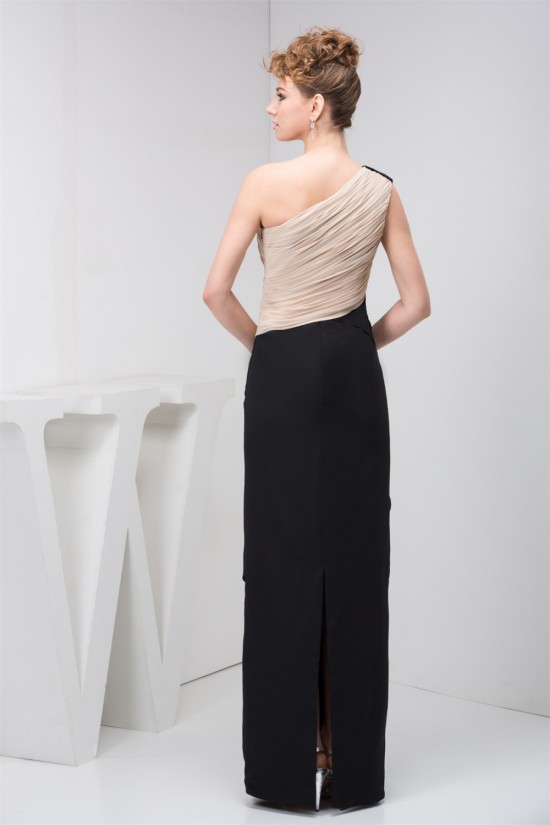 Sheath/Column Floor-Length Chiffon One-Shoulder Mother of the Bride Dresses 2040146