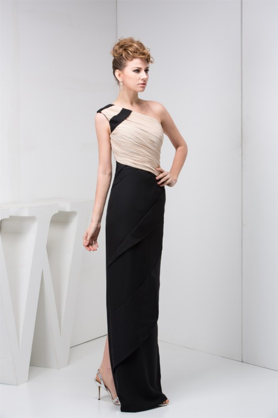 Sheath/Column Floor-Length Chiffon One-Shoulder Mother of the Bride Dresses 2040146