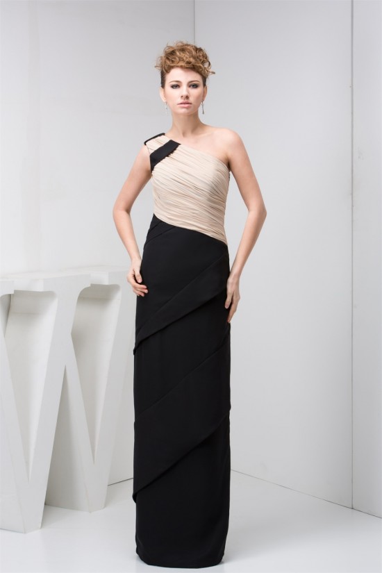 Sheath/Column Floor-Length Chiffon One-Shoulder Mother of the Bride Dresses 2040146