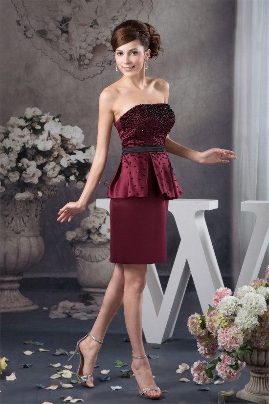 Short/Mini Satin Sheath/Column Sleeveless Beaded Mother of the Bride Dresses 2040151 Short/Mini Satin Sheath/Column Sleeveless Beaded Mother of the Bride Dresses 2040151