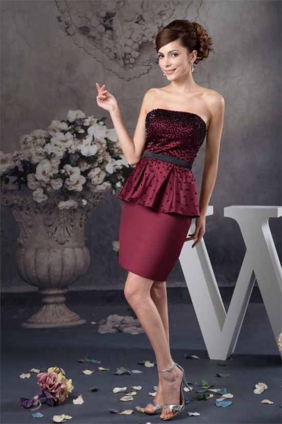 Short/Mini Satin Sheath/Column Sleeveless Beaded Mother of the Bride Dresses 2040151 Short/Mini Satin Sheath/Column Sleeveless Beaded Mother of the Bride Dresses 2040151