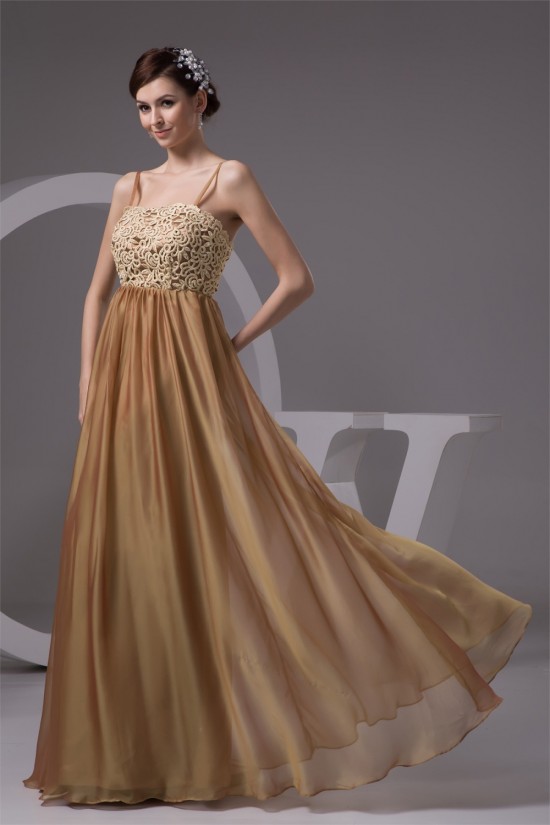 A-Line Lace Chiffon Spaghetti Straps Long Mother of the Bride Dresses 2040153