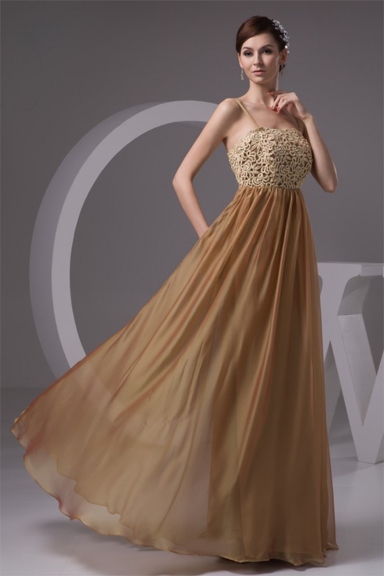 A-Line Lace Chiffon Spaghetti Straps Long Mother of the Bride Dresses 2040153