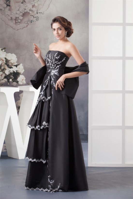 A-Line Beading Applique Strapless Long Black Mother of the Bride Dresses with A Wrap 2040154 A-Line Beading Applique Strapless Long Black Mother of the Bride Dresses with A Wrap 2040154