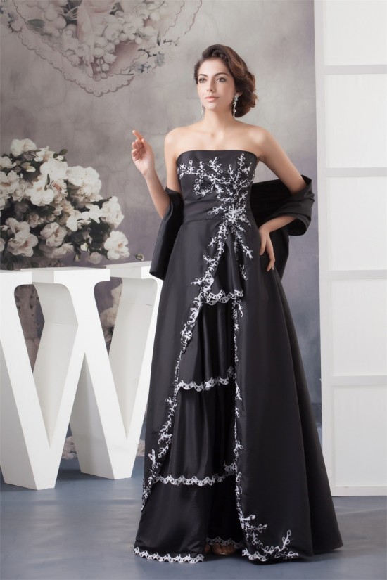 A-Line Beading Applique Strapless Long Black Mother of the Bride Dresses with A Wrap 2040154 A-Line Beading Applique Strapless Long Black Mother of the Bride Dresses with A Wrap 2040154