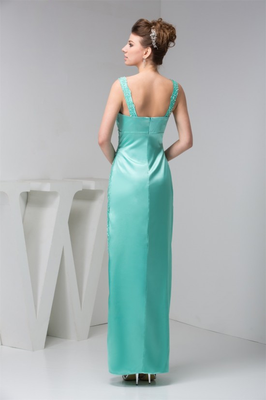 Spaghetti Straps Ruched Floor-Length Silk like Satin Mother of the Bride Dresses 2040157