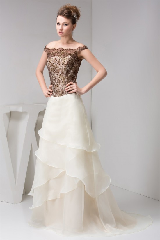 A-Line Off-the-Shoulder Straps Lace Organza Sleeveless Mother of the Bride Dresses 2040159 A-Line Off-the-Shoulder Straps Lace Organza Sleeveless Mother of the Bride Dresses 2040159