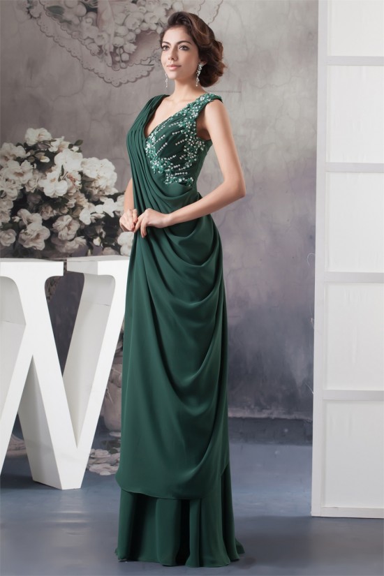 Sheath/Column V-Neck Ruffles Sleeveless Mother of the Bride Dresses 2040160