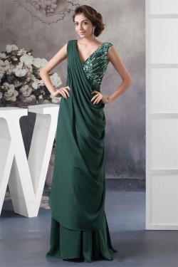 Sheath/Column V-Neck Ruffles Sleeveless Mother of the Bride Dresses 2040160