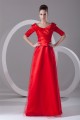 A-Line Half Elbow Length Satin Net Floor-Length Mother of the Bride Dresses 2040162