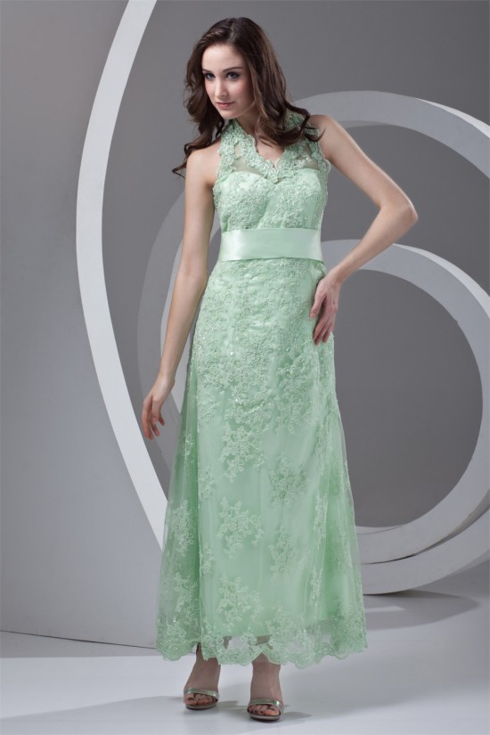 Ankle-Length Satin Lace Appliques Sleeveless Halter Mother of the Bride Dresses 2040165 Ankle-Length Satin Lace Appliques Sleeveless Halter Mother of the Bride Dresses 2040165