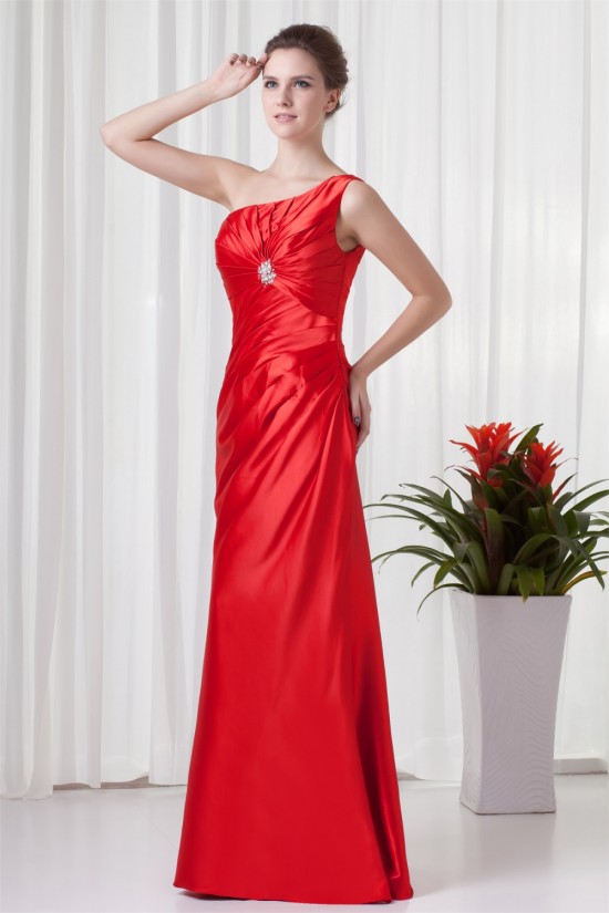 Sheath/Column One-Shoulder Beading Floor-Length Mother of the Bride Dresses 2040168