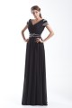 Sheath/Column V-Neck Long Black Chiffon Beading Mother of the Bride Dresses 2040172