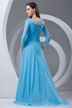 Sheath/Column 3/4 Sleeve Beaded Chiffon Square Mother of the Bride Dresses 2040173