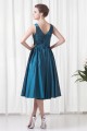 A-Line V-Neck Handmade Flowers Sleeveless Tea Length Mother of the Bride Dresses 2040181