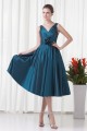 A-Line V-Neck Handmade Flowers Sleeveless Tea Length Mother of the Bride Dresses 2040181