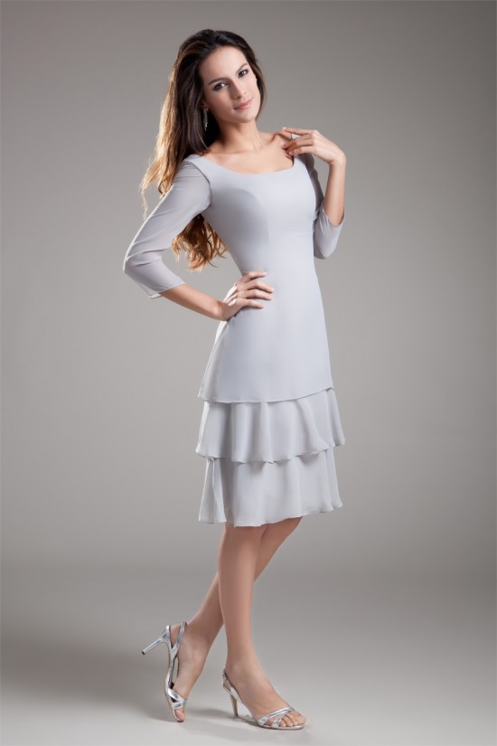 Knee-Length Chiffon 3/4 Sleeve Bateau Mother of the Bride Dresses 2040182 Knee-Length Chiffon 3/4 Sleeve Bateau Mother of the Bride Dresses 2040182