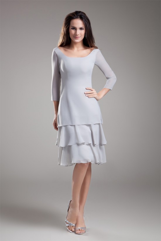 Knee-Length Chiffon 3/4 Sleeve Bateau Mother of the Bride Dresses 2040182 Knee-Length Chiffon 3/4 Sleeve Bateau Mother of the Bride Dresses 2040182