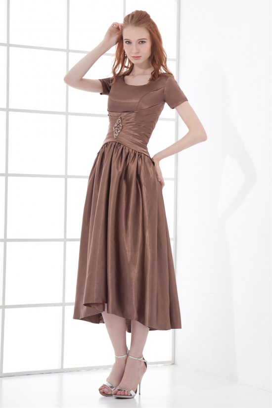 A-Line Short Scoop Elastic Woven Satin Tea Length Mother of the Bride Dresses 2040189 A-Line Short Scoop Elastic Woven Satin Tea Length Mother of the Bride Dresses 2040189