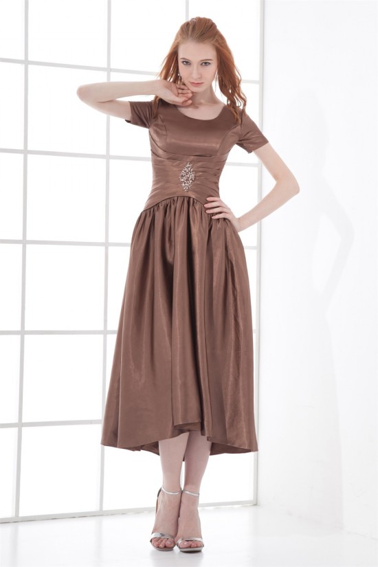 A-Line Short Scoop Elastic Woven Satin Tea Length Mother of the Bride Dresses 2040189 A-Line Short Scoop Elastic Woven Satin Tea Length Mother of the Bride Dresses 2040189
