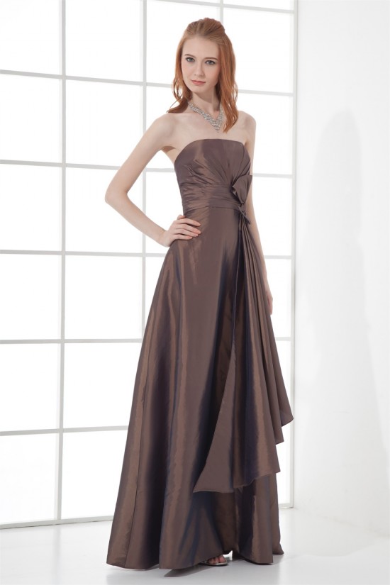 A-Line Strapless Sleeveless Taffeta Bows Mother of the Bride Dresses 2040192