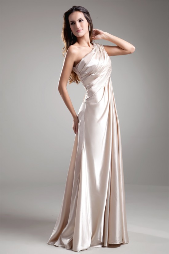 Sheath/Column One-Shoulder Beading Floor-Length Mother of the Bride Dresses 2040195