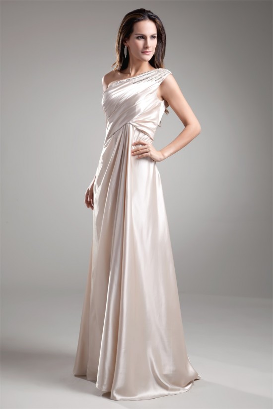 Sheath/Column One-Shoulder Beading Floor-Length Mother of the Bride Dresses 2040195