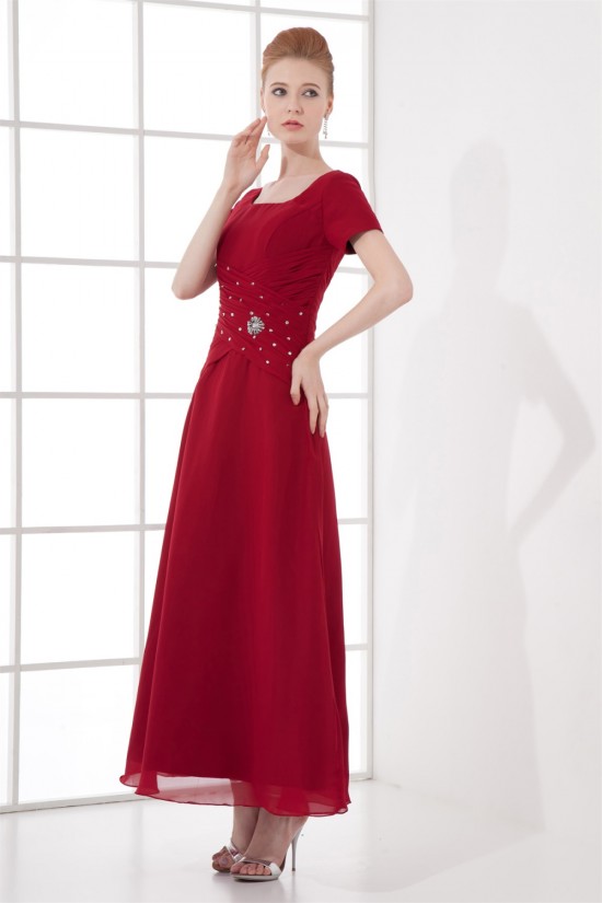 A-Line Chiffon Square Beading Ankle-Length Mother of the Bride Dresses 2040199