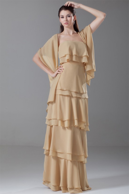 Sheath/Column Strapless Chiffon Mother of the Bride Dresses with A Wrap 2040200