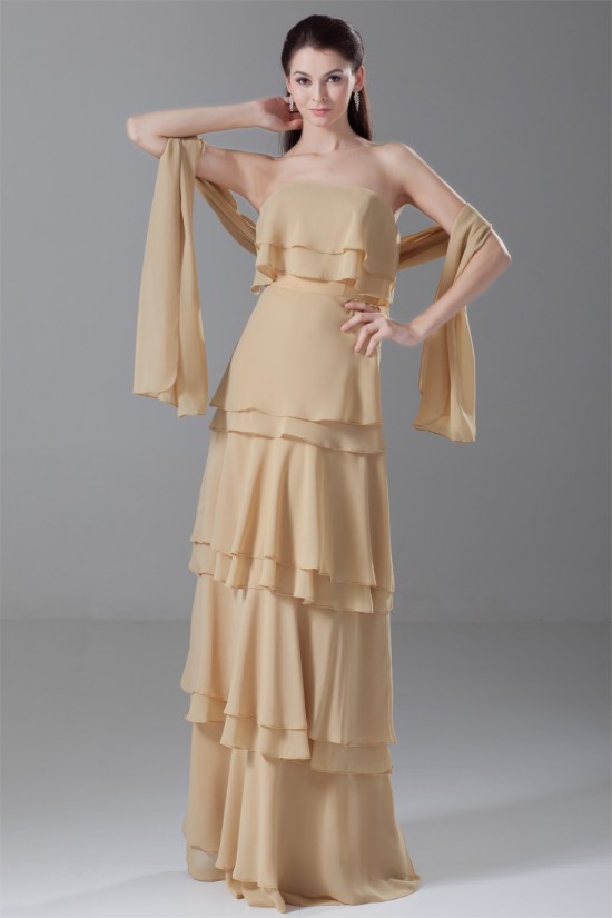 Sheath/Column Strapless Chiffon Mother of the Bride Dresses with A Wrap 2040200