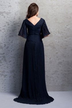 Sheath/Column V-Neck Pleated Long Mother of the Bride Dresses 2040211