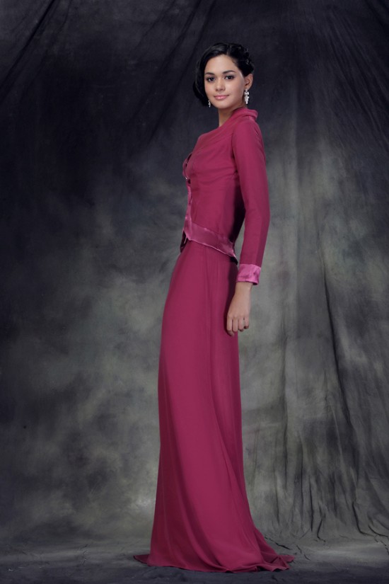 Sheath/Column Long Mother of the Bride Dresses with A Jacket 2040212