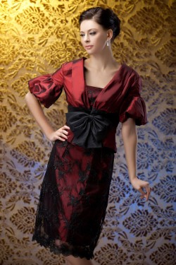 Short Keen-Length Lace Mother of the Bride Dresses with A Jacket 2040213