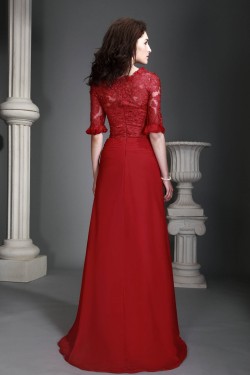 Sheath/Column Lace Chiffon Long Mother of the Bride Dresses 2040217