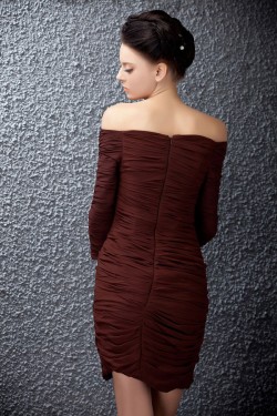 Short/Mini Pleated 3/4 Sleeve V-Neck Mother of the Bride Dresses 2040219