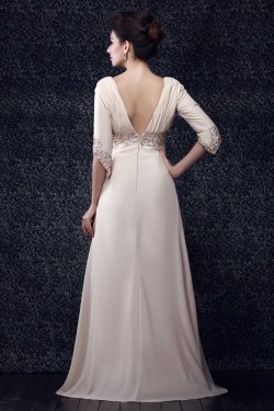 A-Line V-Neck Beaded Long Chiffon Mother of the Bride Dresses 2040220
