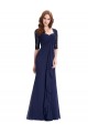 Long Navy Blue Half Sleeves Lace Chiffon Mother of The Bride Dresses 3040001 Long Navy Blue Half Sleeves Lace Chiffon Mother of The Bride Dresses 3040001