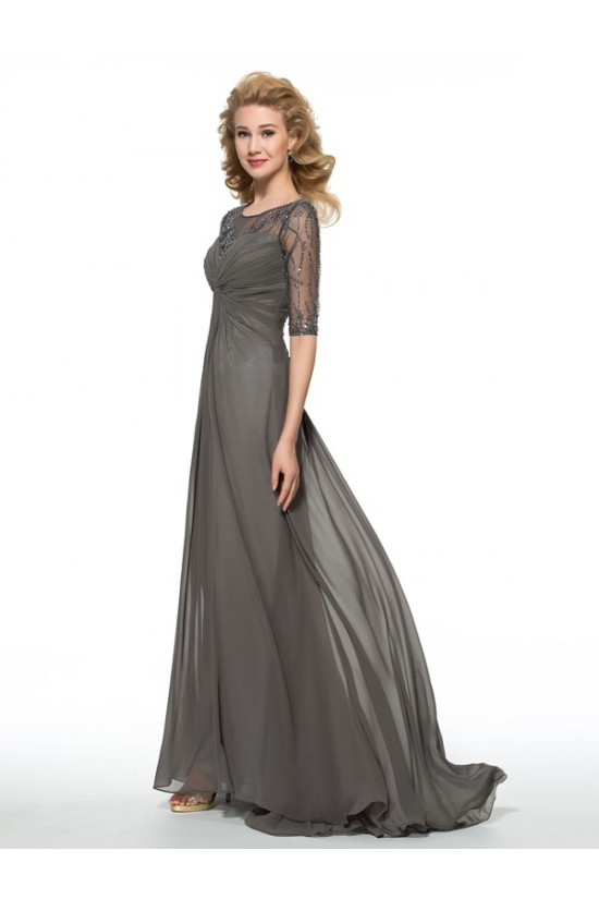 Half Sleeves Beaded Sequins Chiffon Mother of The Bride Dresses 3040004