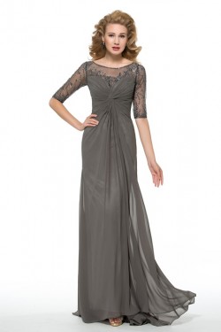 Half Sleeves Beaded Sequins Chiffon Mother of The Bride Dresses 3040004