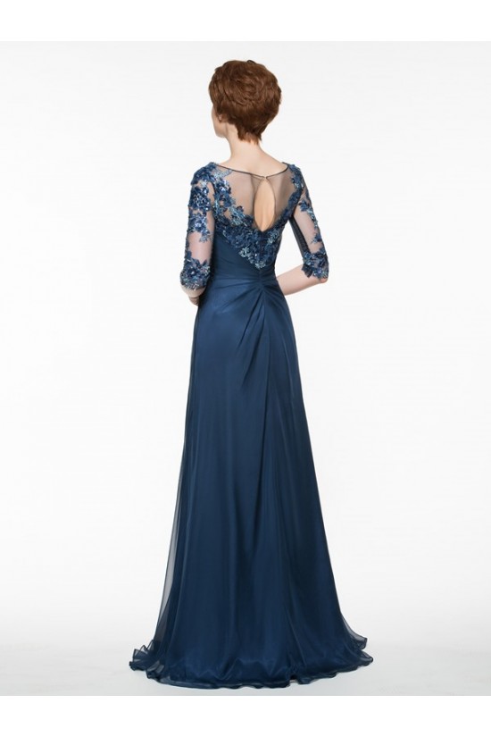 Half Sleeves Illusion Neckline Lace Appliques Chiffon Mother of The Bride Dresses 3040005 Half Sleeves Illusion Neckline Lace Appliques Chiffon Mother of The Bride Dresses 3040005