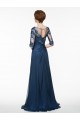 Half Sleeves Illusion Neckline Lace Appliques Chiffon Mother of The Bride Dresses 3040005 Half Sleeves Illusion Neckline Lace Appliques Chiffon Mother of The Bride Dresses 3040005