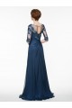 Half Sleeves Illusion Neckline Lace Appliques Chiffon Mother of The Bride Dresses 3040005