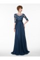 Half Sleeves Illusion Neckline Lace Appliques Chiffon Mother of The Bride Dresses 3040005