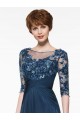 Half Sleeves Illusion Neckline Lace Appliques Chiffon Mother of The Bride Dresses 3040005